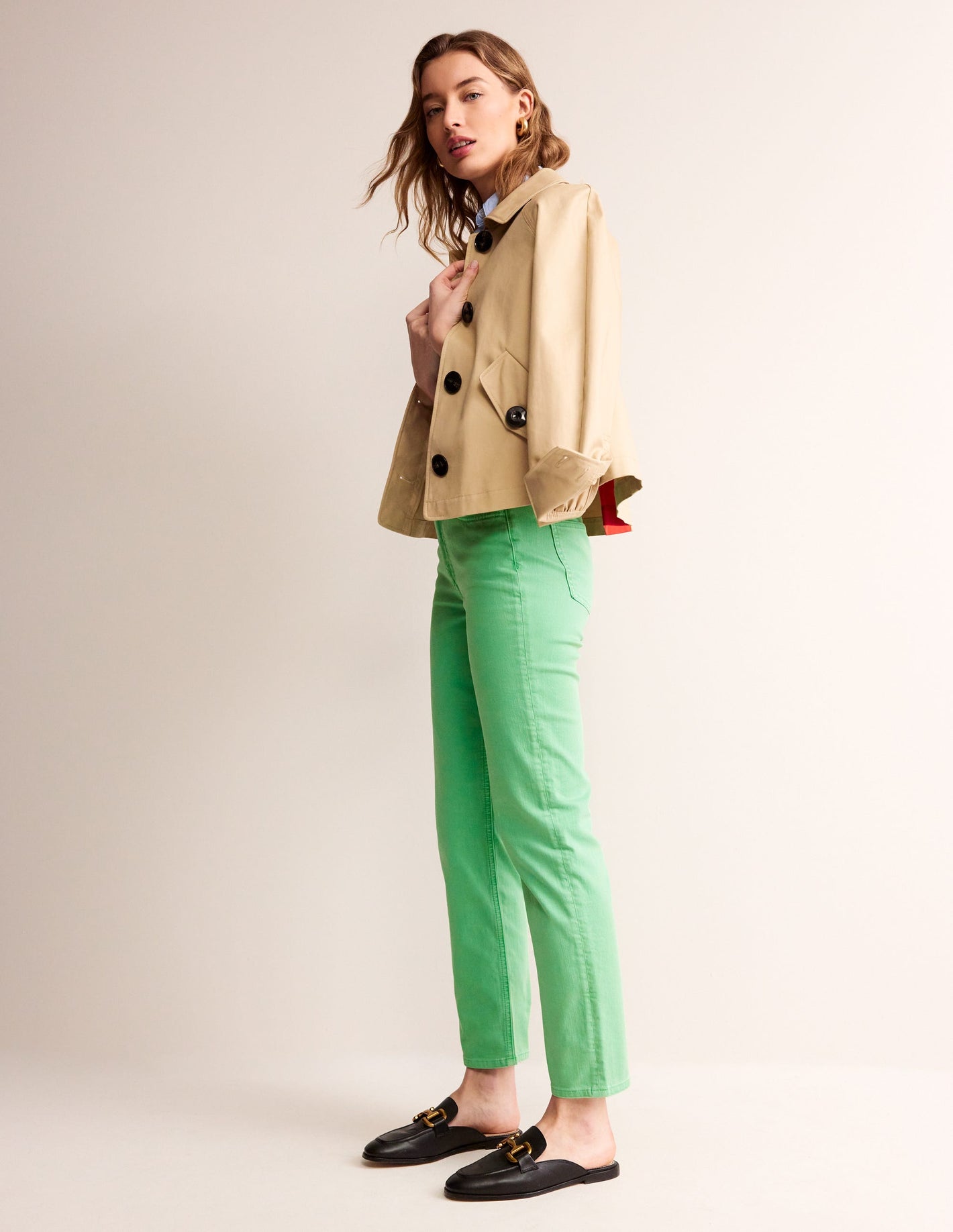 Mid Rise Slim Leg Jeans-Ming Green