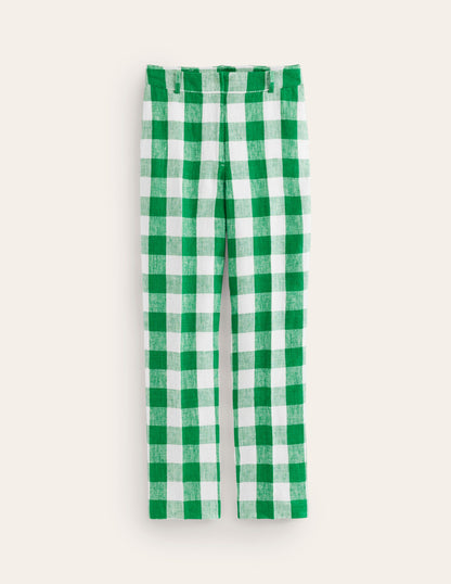 Kew Linen Pants-Green Tambourine Gingham