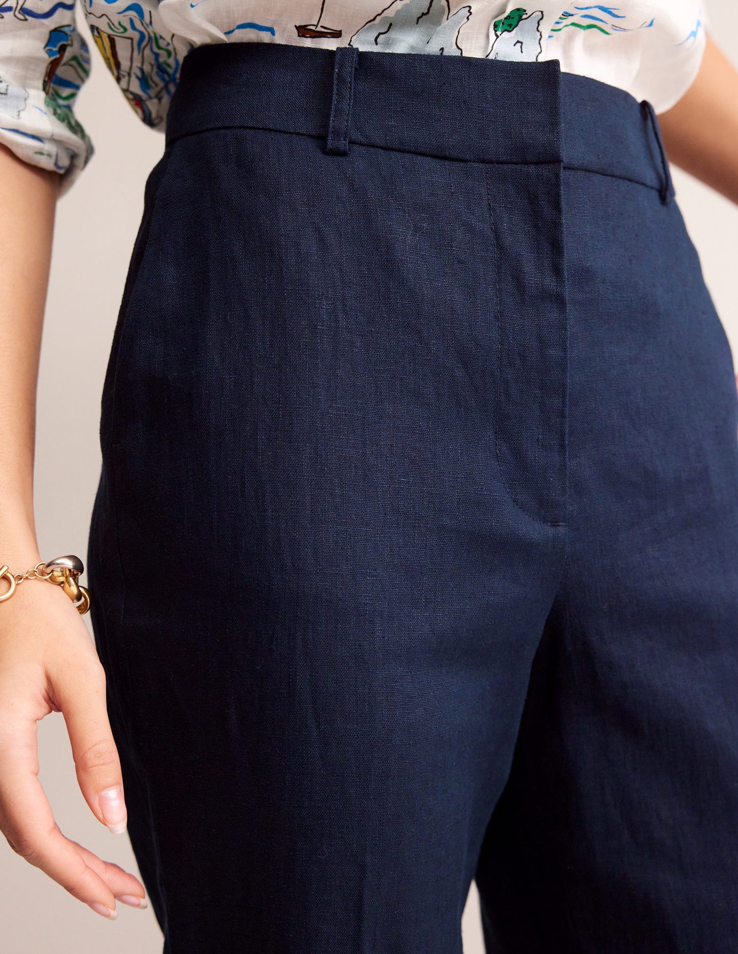 Kew Linen Pants-Navy