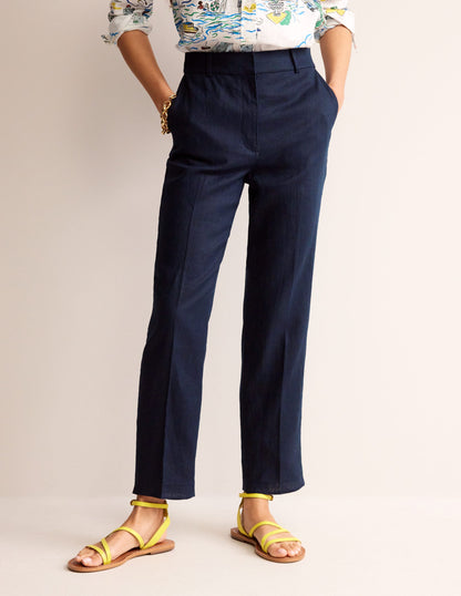 Kew Linen Pants-Navy