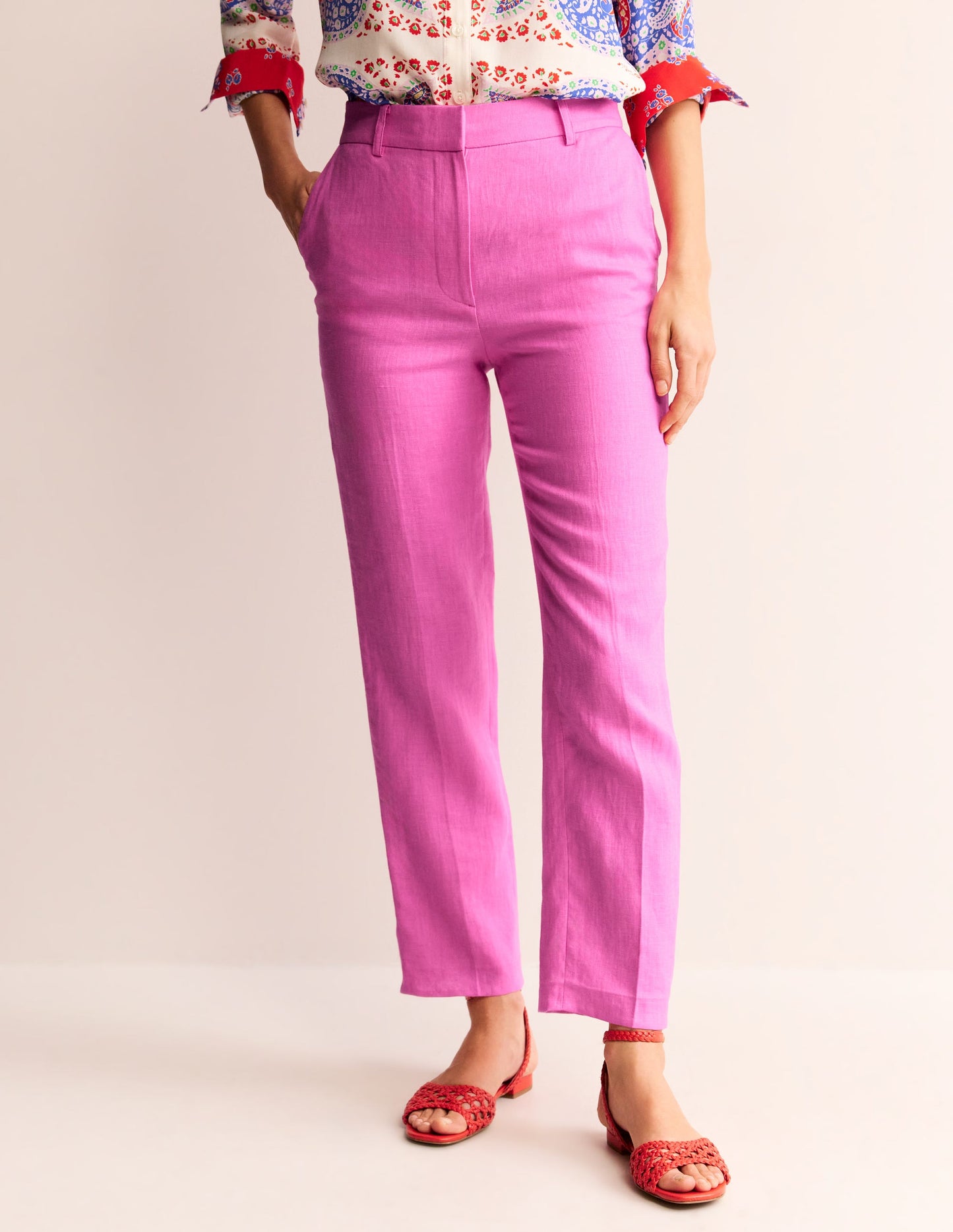 Kew Linen Pants-Sangria Sunset