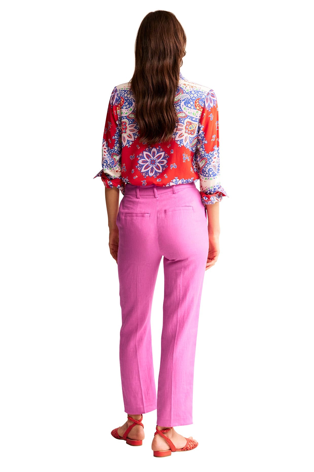 Kew Linen Pants-Sangria Sunset