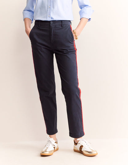 Barnsbury Chino Pants-Navy Side Stripe