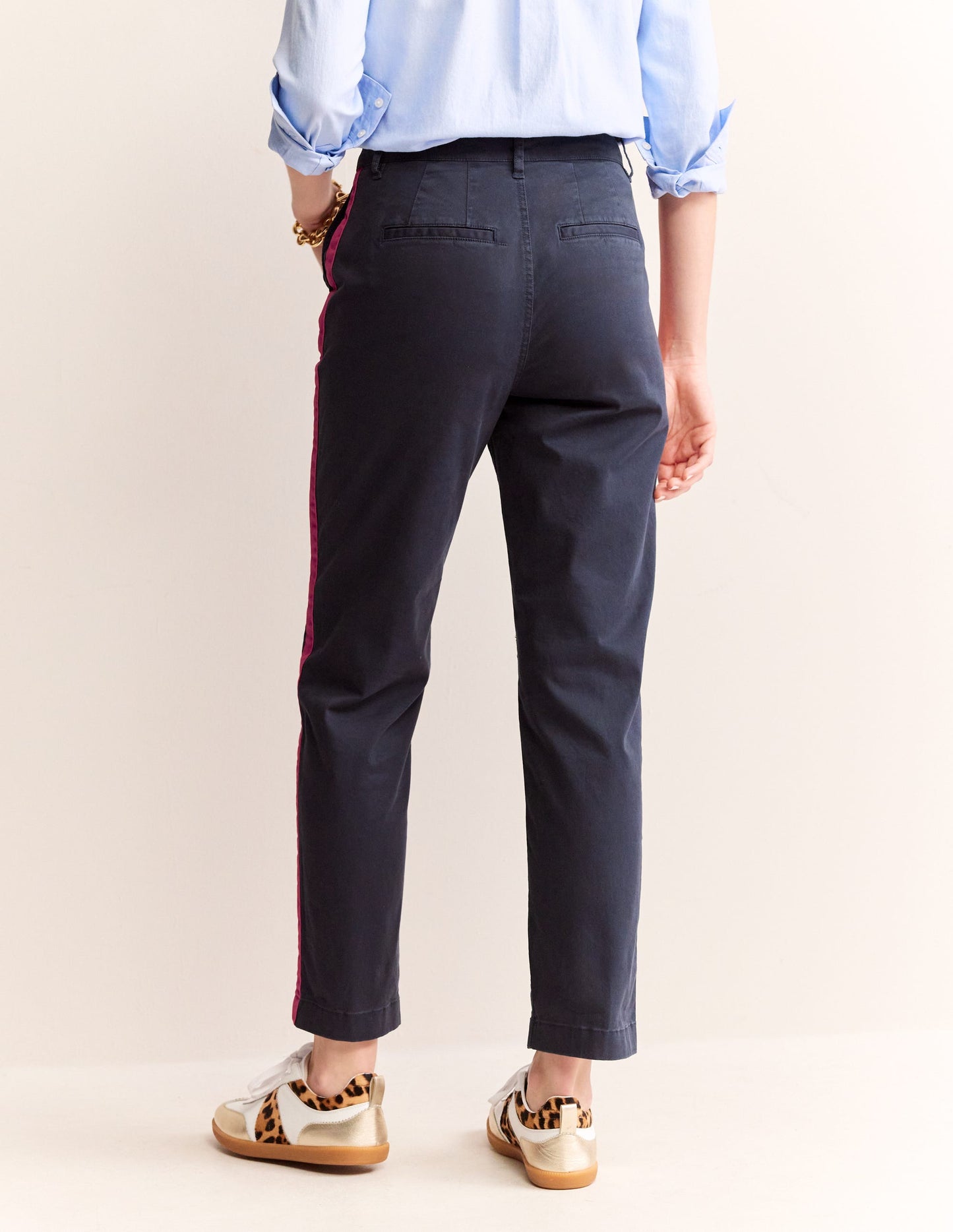 Barnsbury Chino Pants-Navy Side Stripe