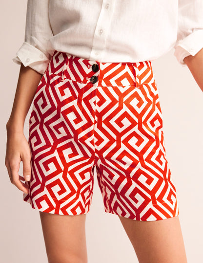 Westbourne Linen Shorts-Flame Scarlet, Maze