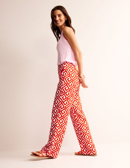 Hampstead Linen Pants-Flame Scarlet, Maze