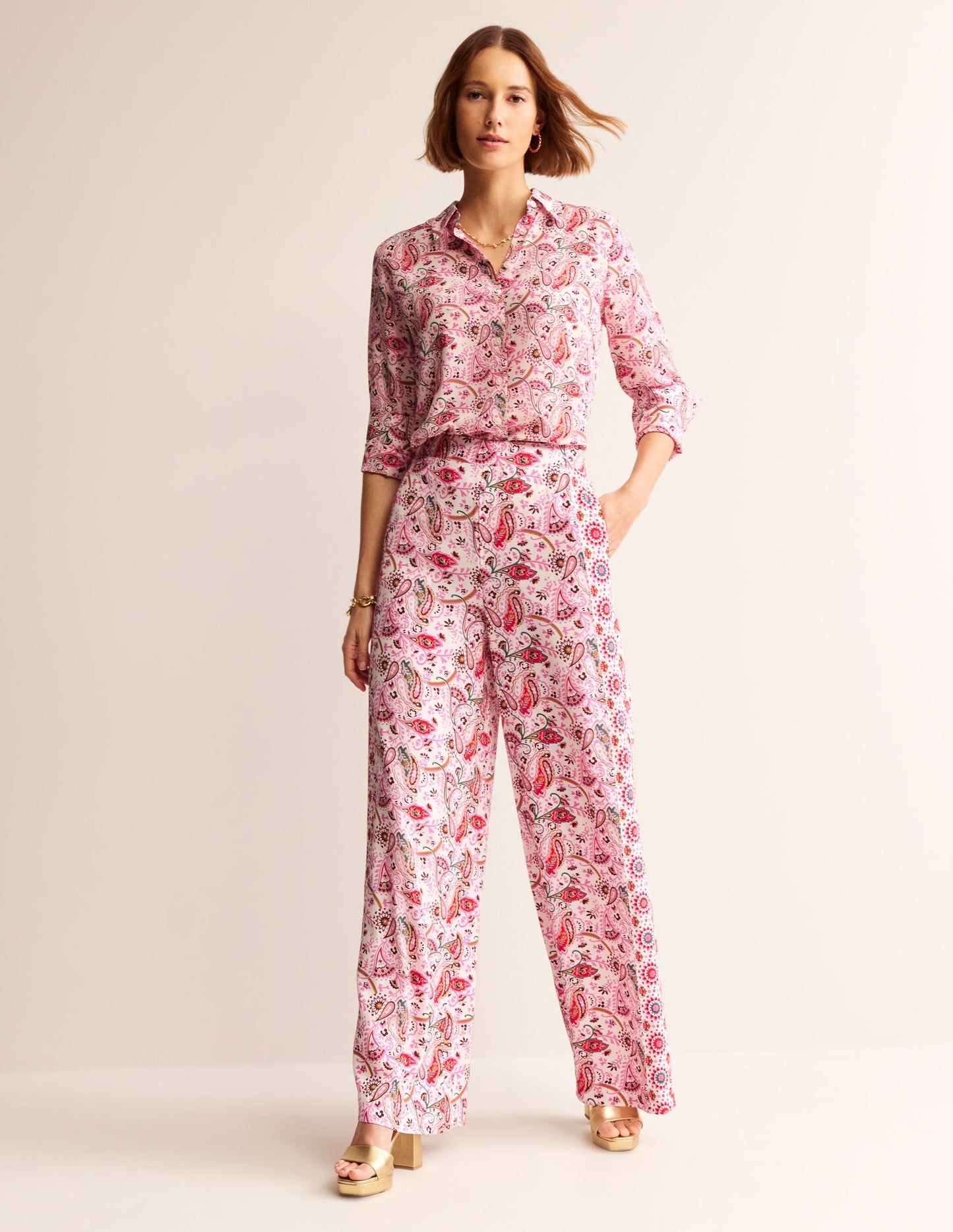 Palazzo Fluid Crepe Pants-Multi, Floret Paisley