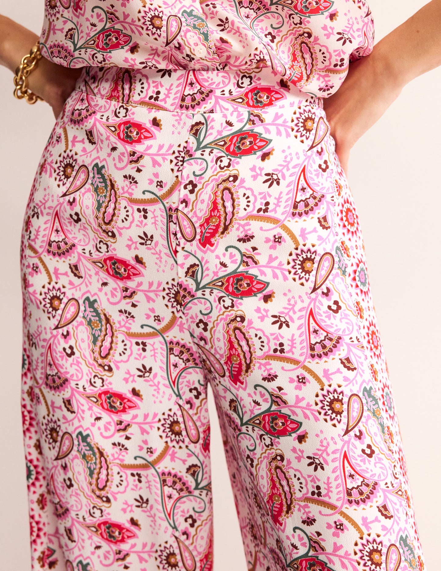 Palazzo Fluid Crepe Pants-Multi, Floret Paisley