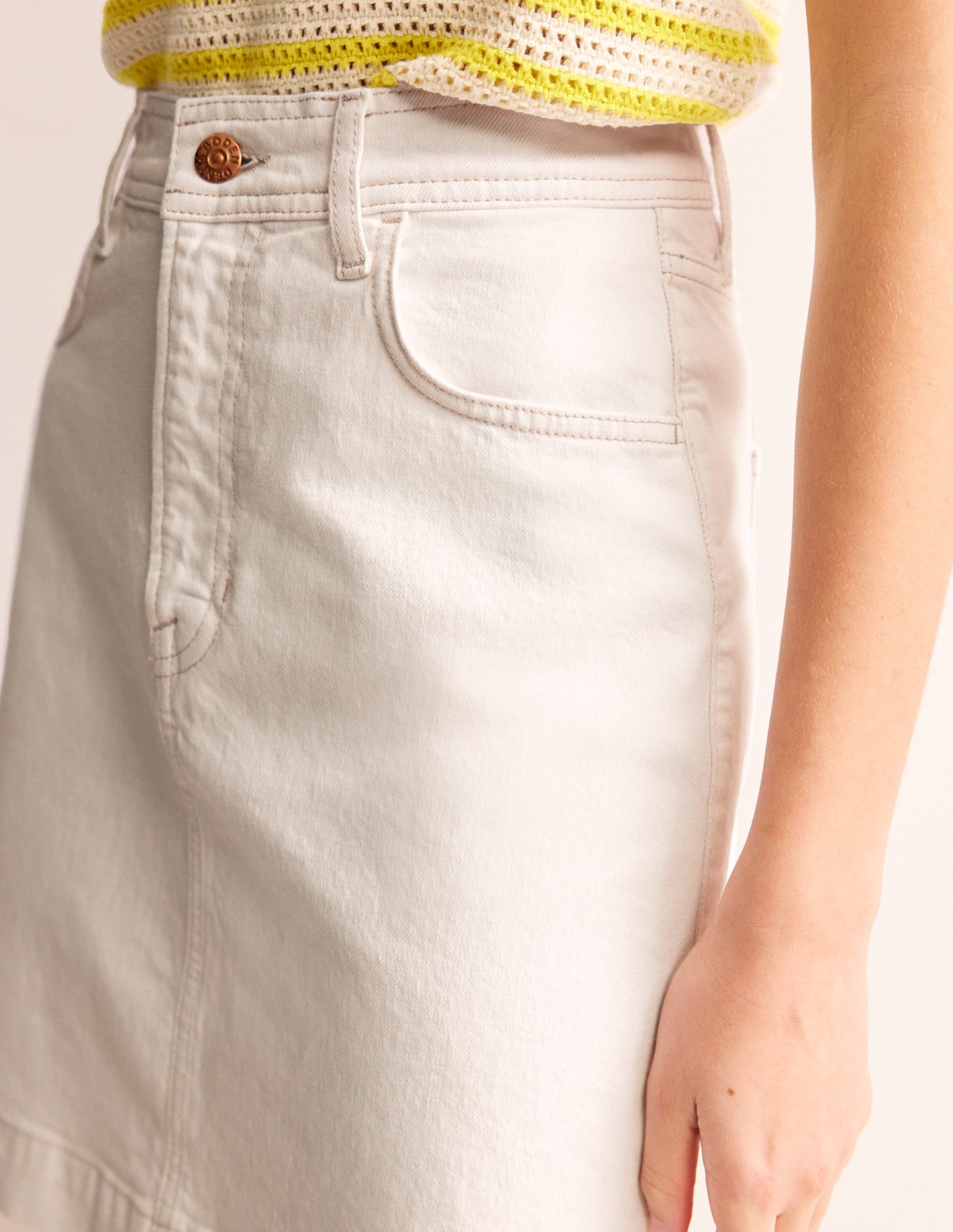 Nell Denim Mini Skirt-Ecru