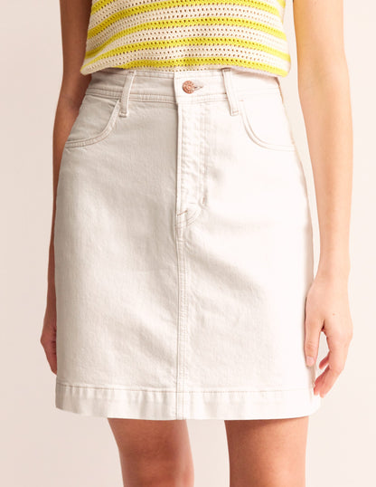 Nell Denim Mini Skirt-Ecru