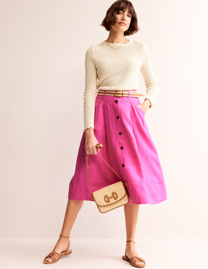 Petra Linen Midi Skirt-Pop Pansy