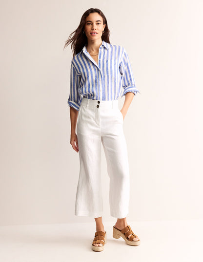 Westbourne Cropped Linen Pants-White