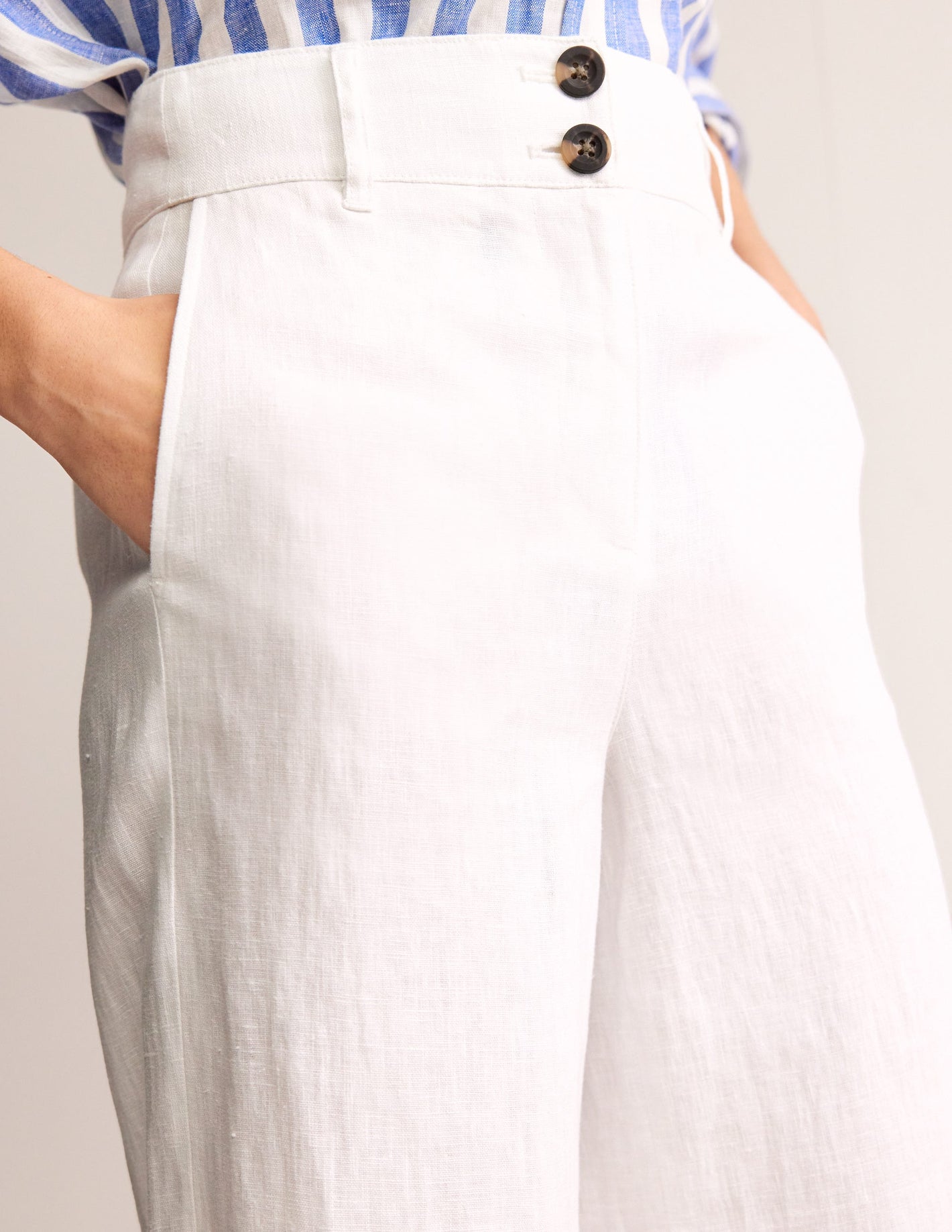 Westbourne Cropped Linen Pants-White