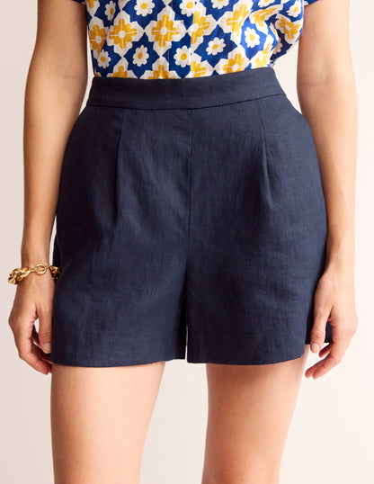 Hampstead Linen Shorts-Navy