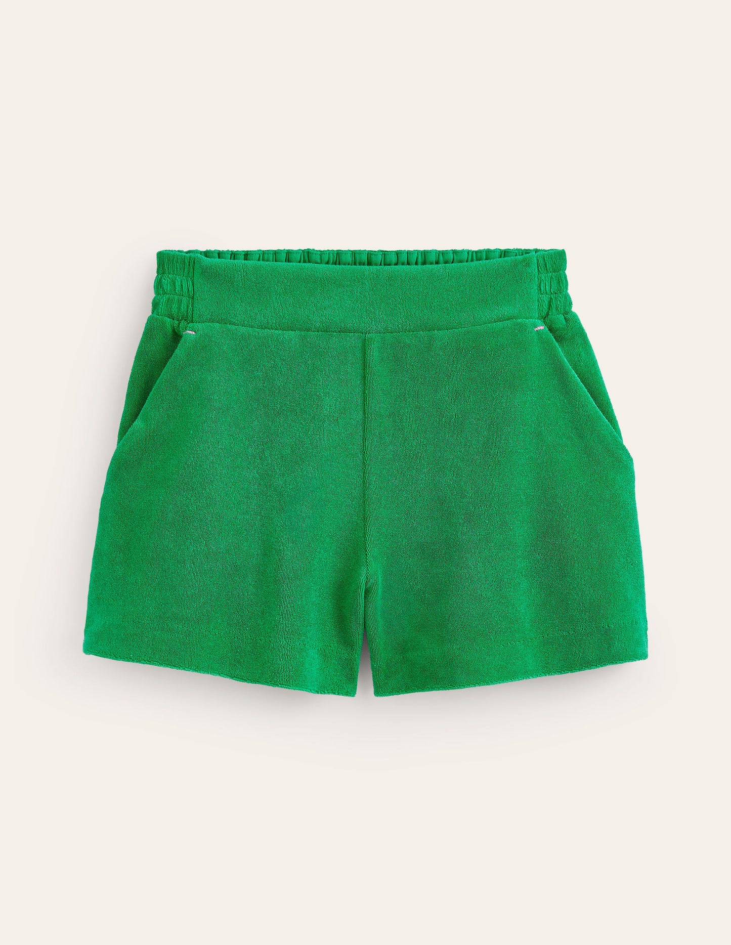 Towelling Shorts-Green Tambourine