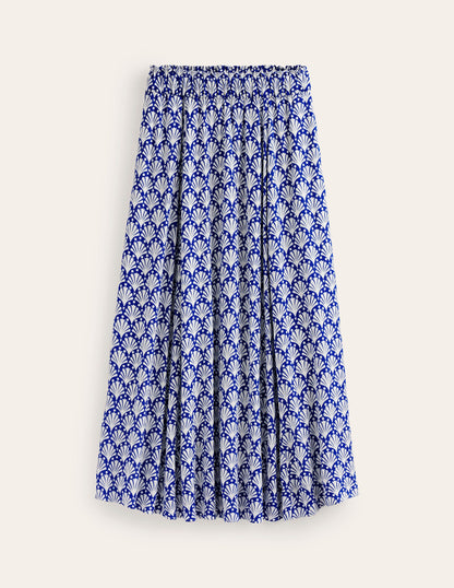 Crinkle Midi Skirt-Surf the Web, Ivory Shells