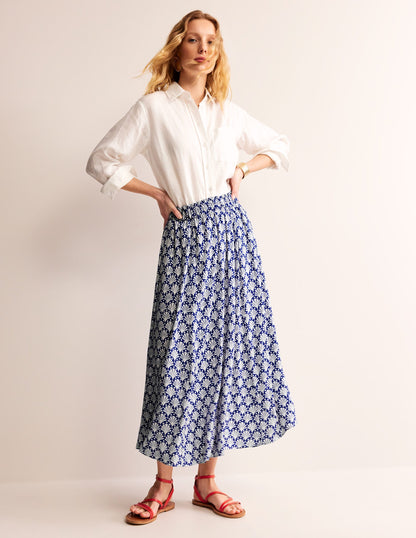 Crinkle Midi Skirt-Surf the Web, Ivory Shells