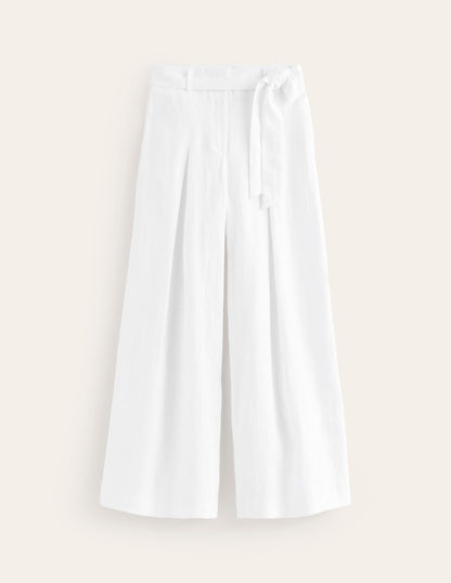 Palazzo Linen Pants-White