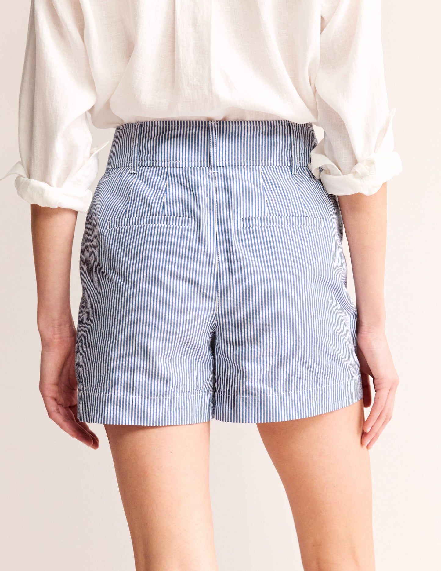 Westbourne Seersucker Shorts-Blue Ivory Stripe