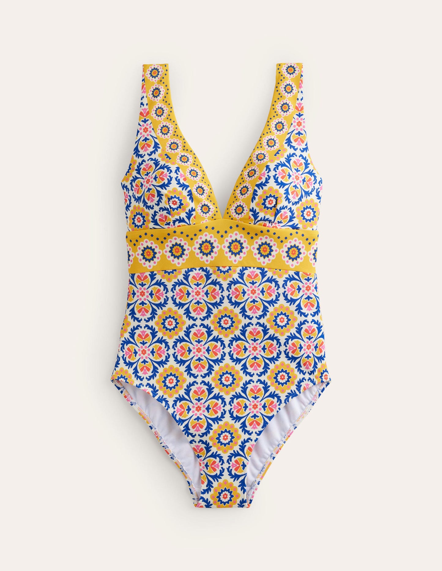 Porto V-Neck Swimsuit-Artisan Gold, Mosaic Tile