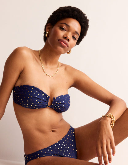 U Bar Bikini Top-Navy Foil Spot