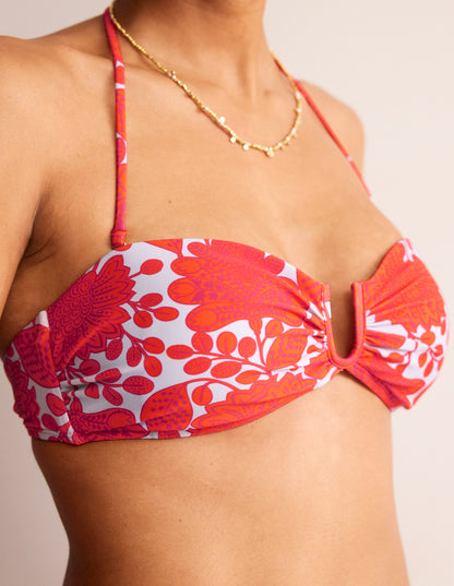 U Bar Bikini Top-Fire Cracker, Gardenia Swirl