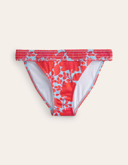 Milos Smocked Bikini Bottoms-Fire Cracker, Gardenia Swirl