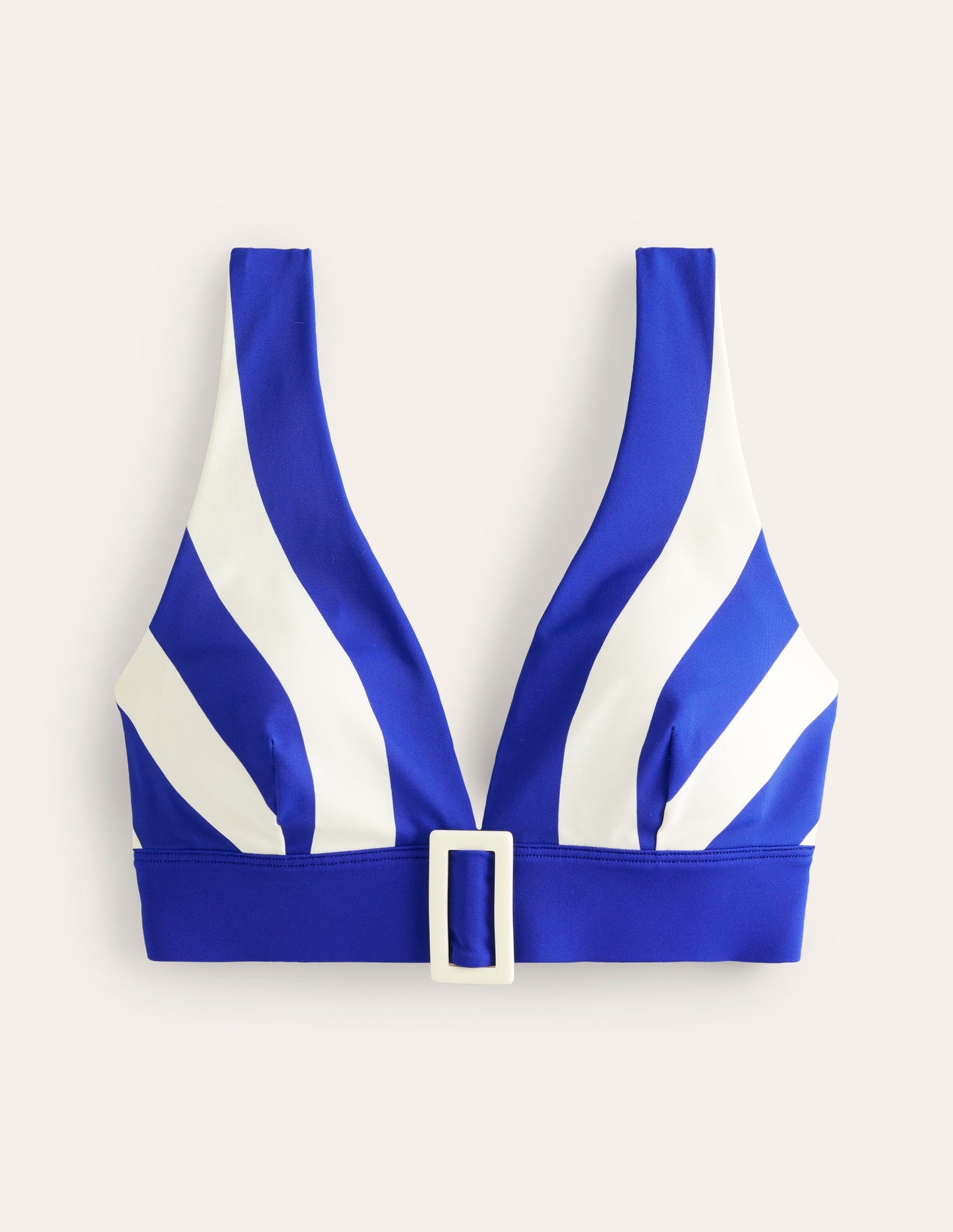 Resin Buckle Bikini Top-Blue/ Ivory Stripe