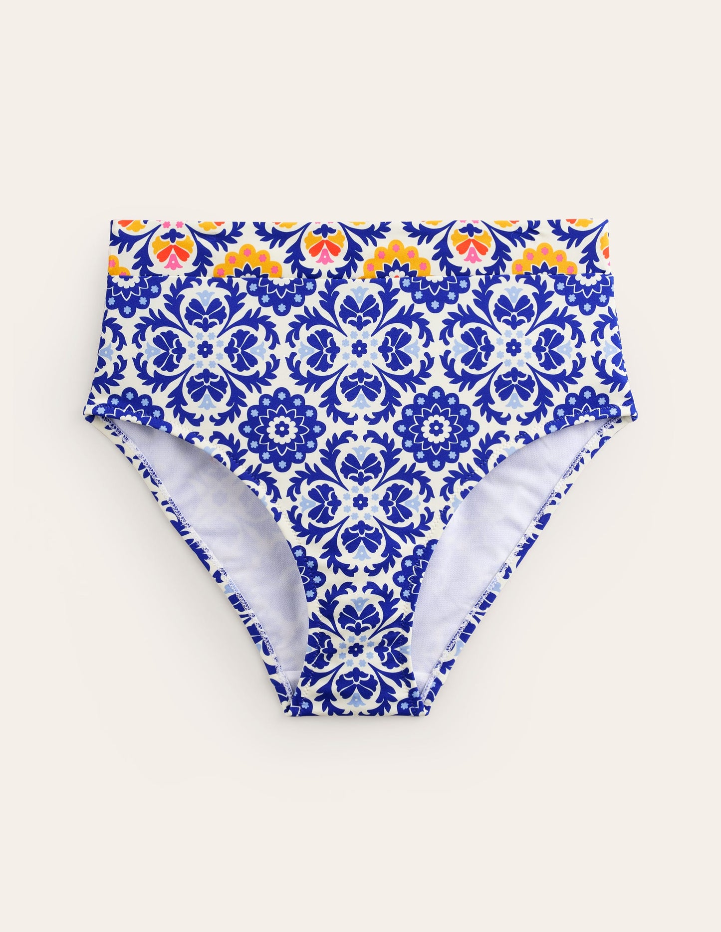 Panel High Waist Bottoms-Surf the Web, Mosaic Bloom