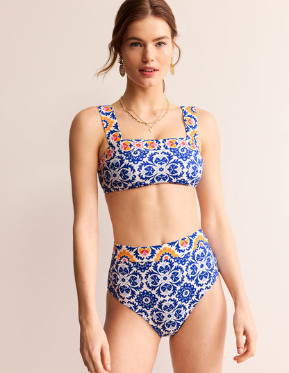 Panel High Waist Bottoms-Surf the Web, Mosaic Bloom