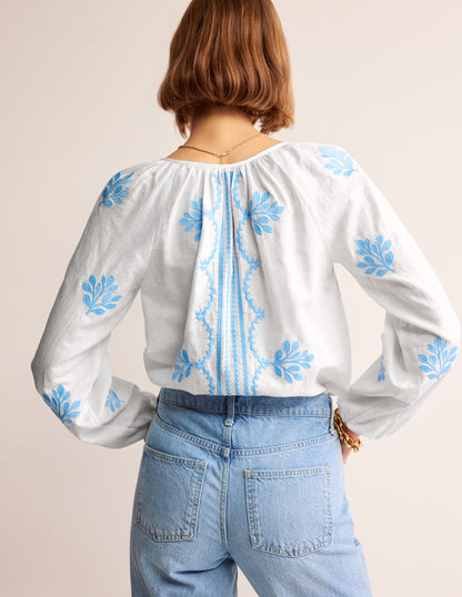 Serena Embroidered Blouse-White