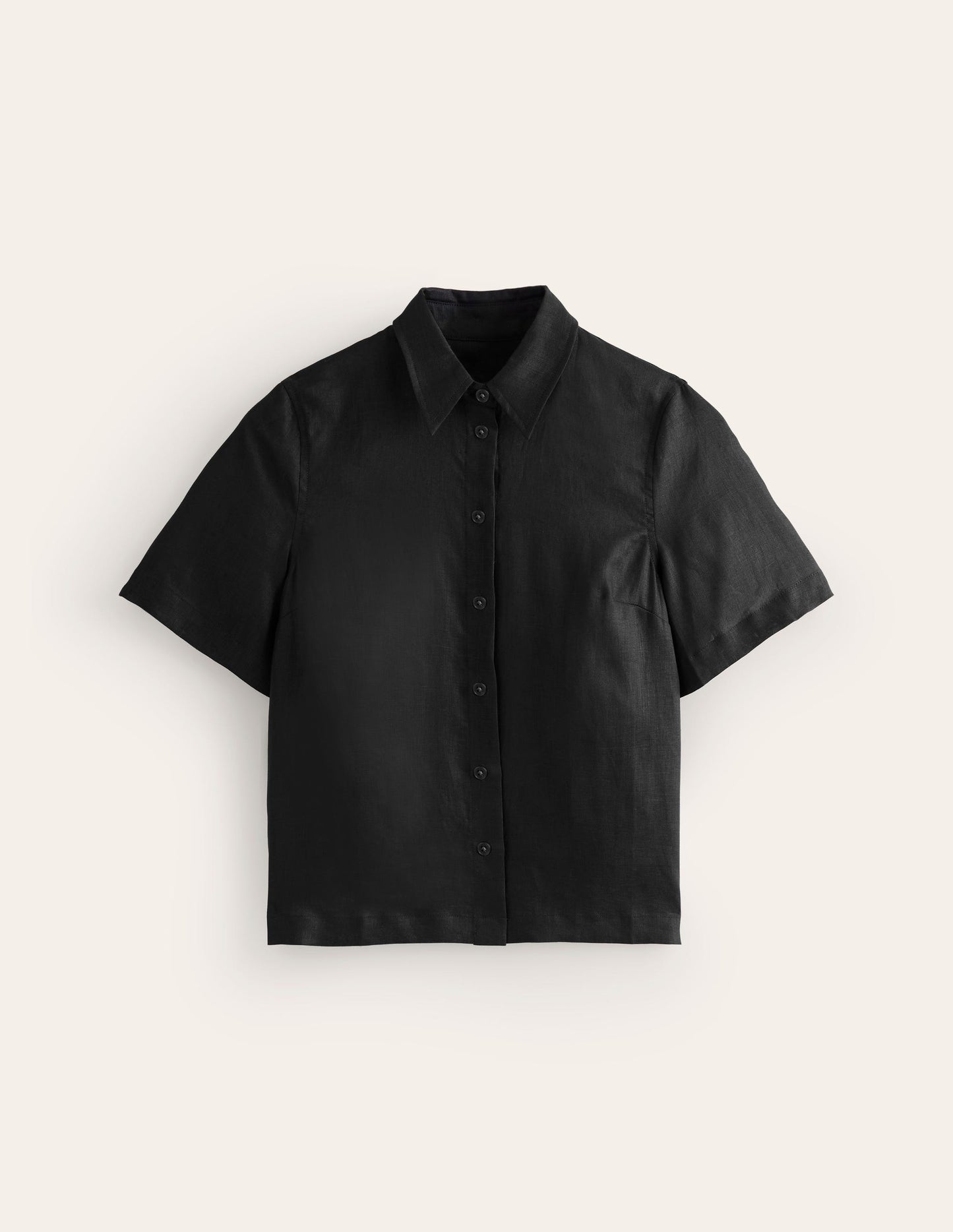 Hazel Short Sleeve Linen Shirt-Black