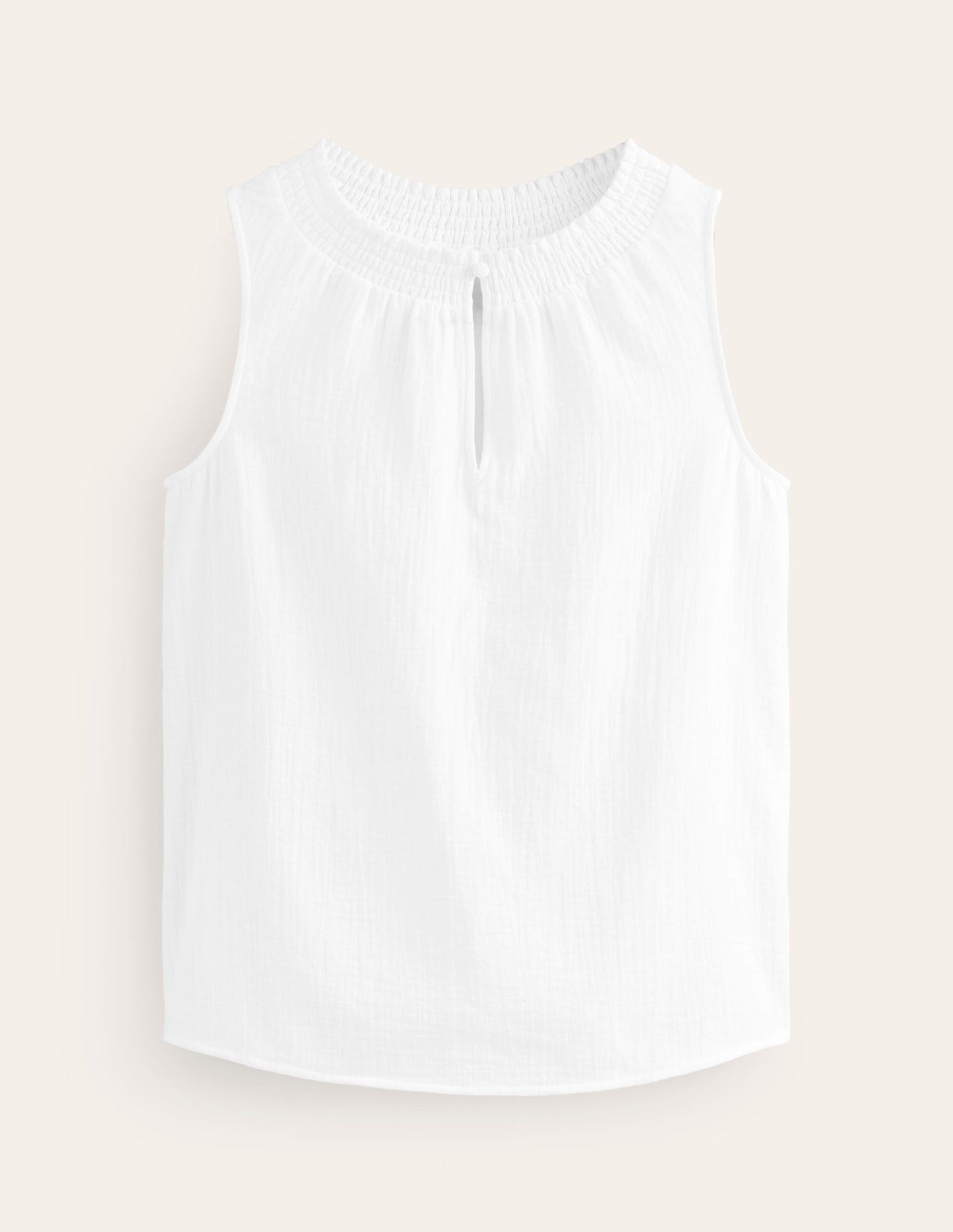 Georgia Double Cloth Top-White