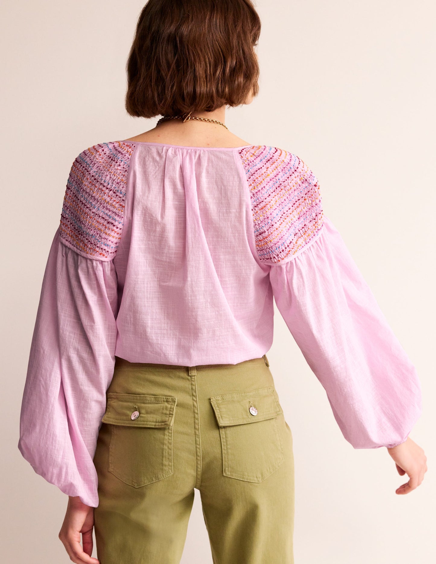 Cotton Smocked Blouse-Sweet Lilac