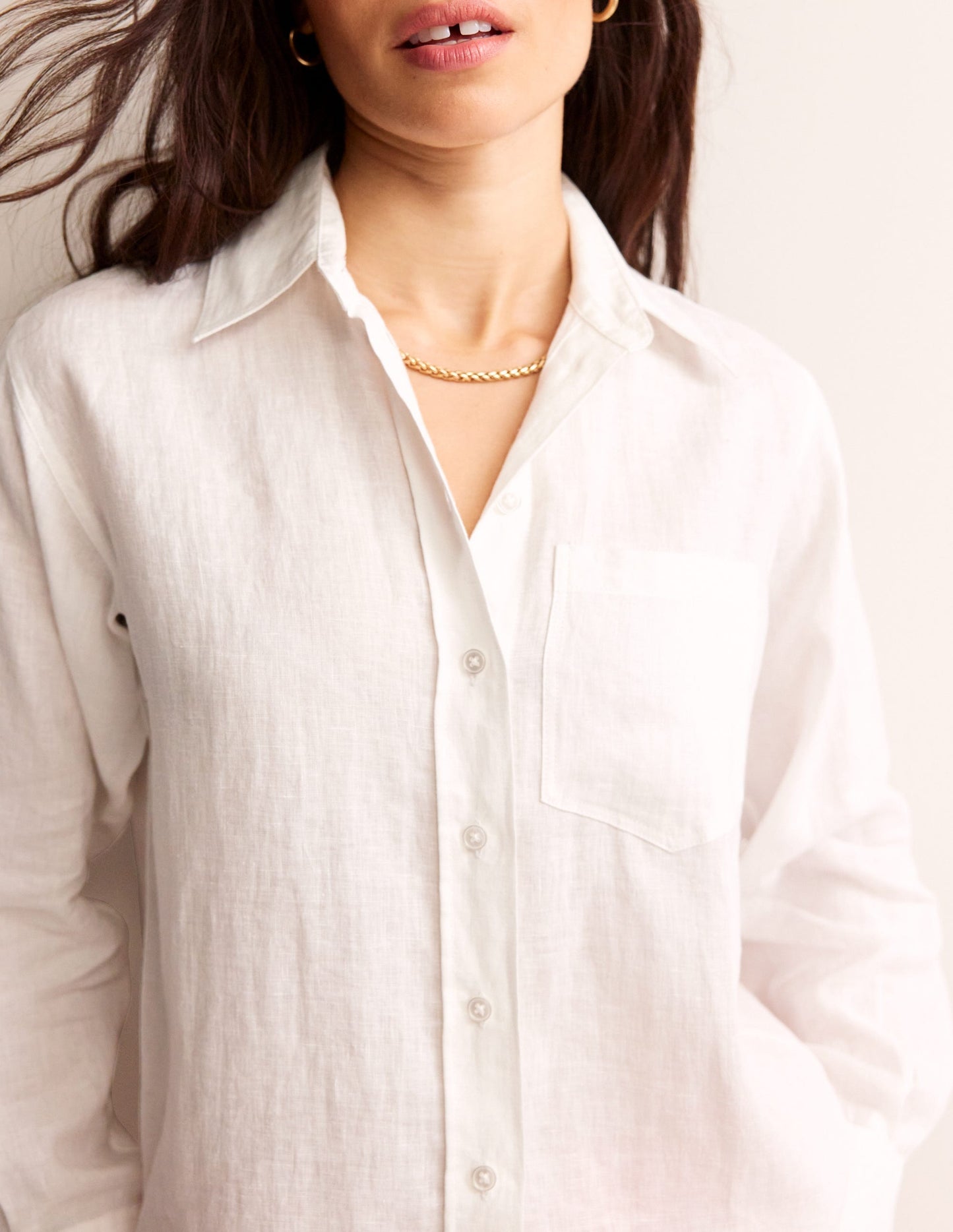 Connie Relaxed Linen Shirt-White