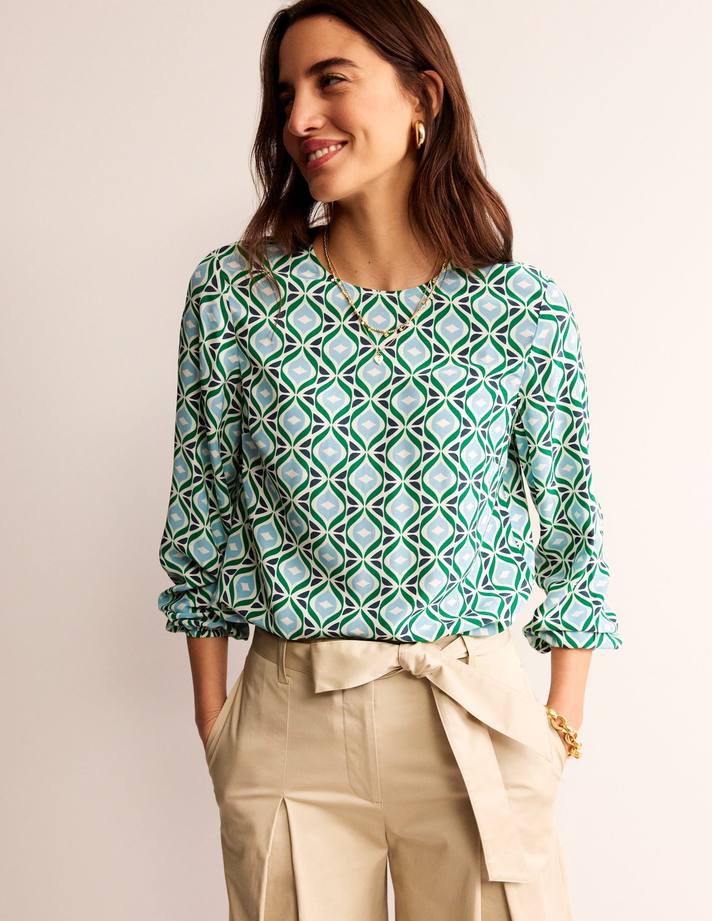 Easy Printed Top-Green Tambourine, Diamond Wave