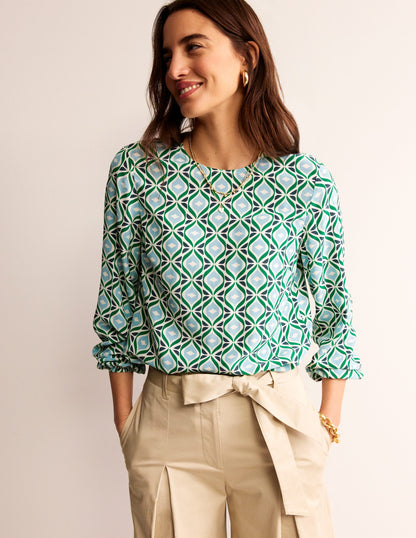 Easy Printed Top-Green Tambourine, Diamond Wave