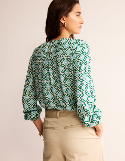 Easy Printed Top-Green Tambourine, Diamond Wave