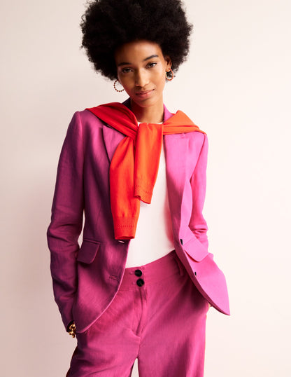 Marylebone Linen Blazer-Pop Pansy