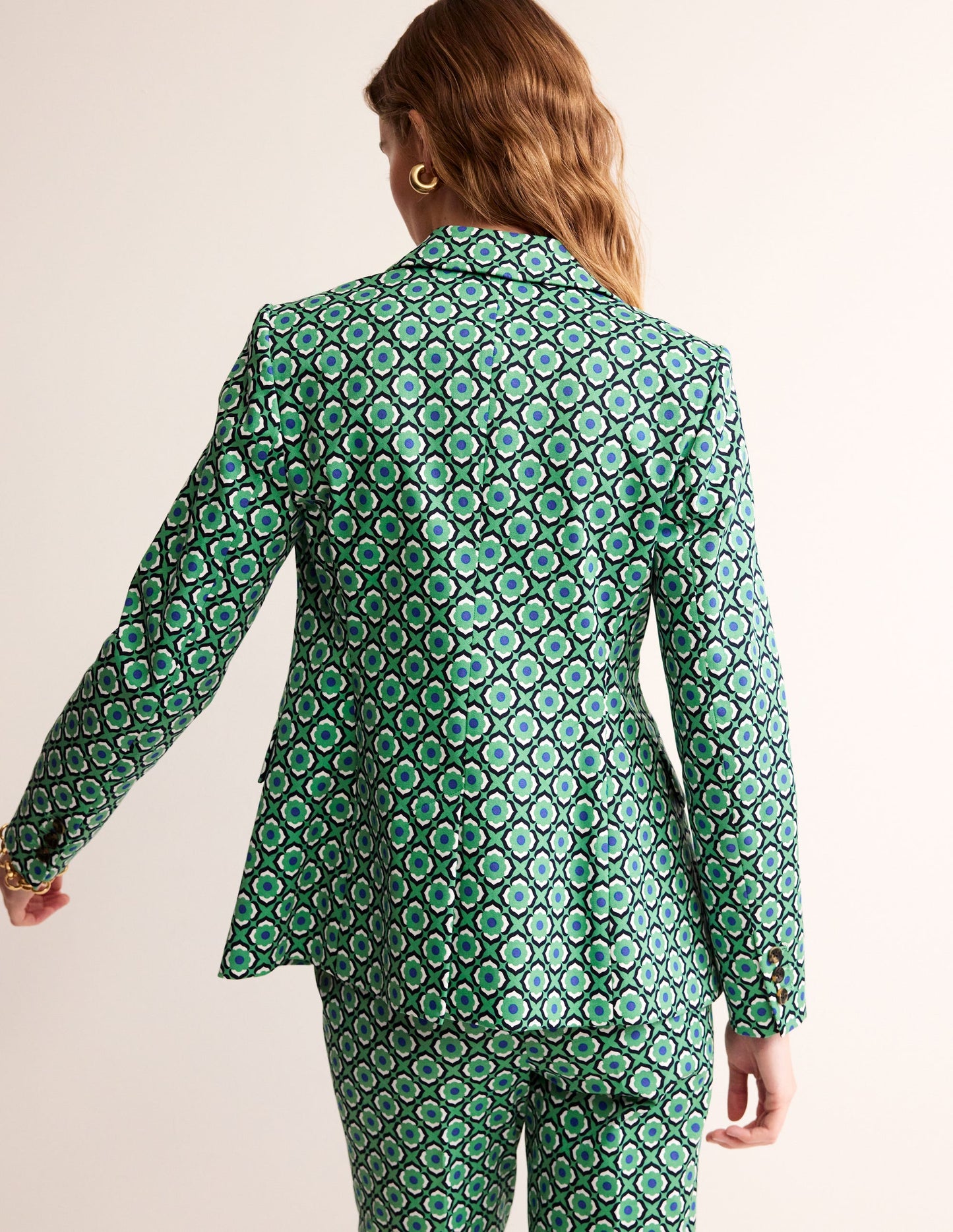 Marylebone Bi-Stretch Blazer-Ming Green, Geo Pome