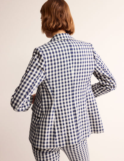 Marylebone Bi-stretch Blazer-Gingham