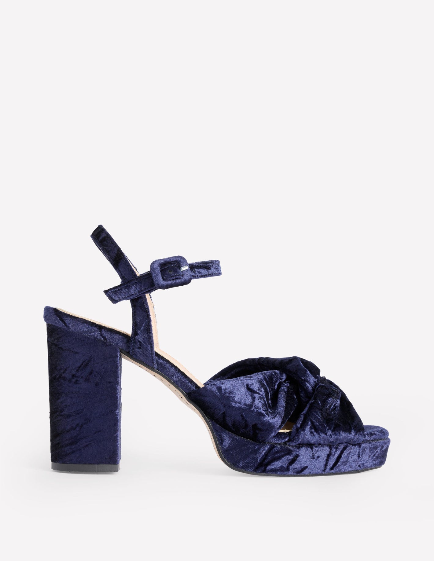 Twist Front Platform Sandals-Navy Velvet