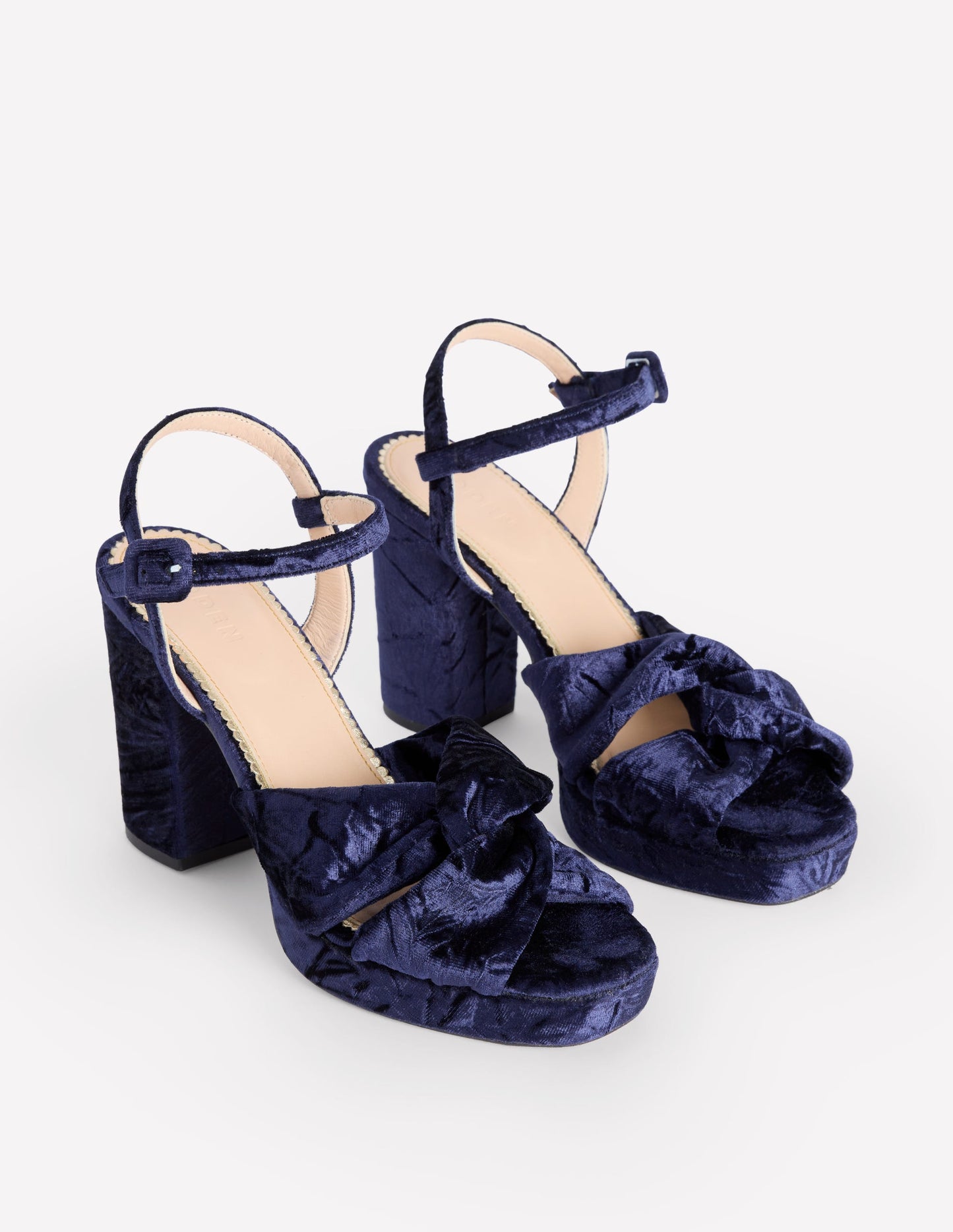 Twist Front Platform Sandals-Navy Velvet