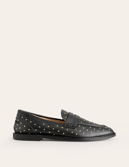 Nya Structured Penny Loafer-Black Studs