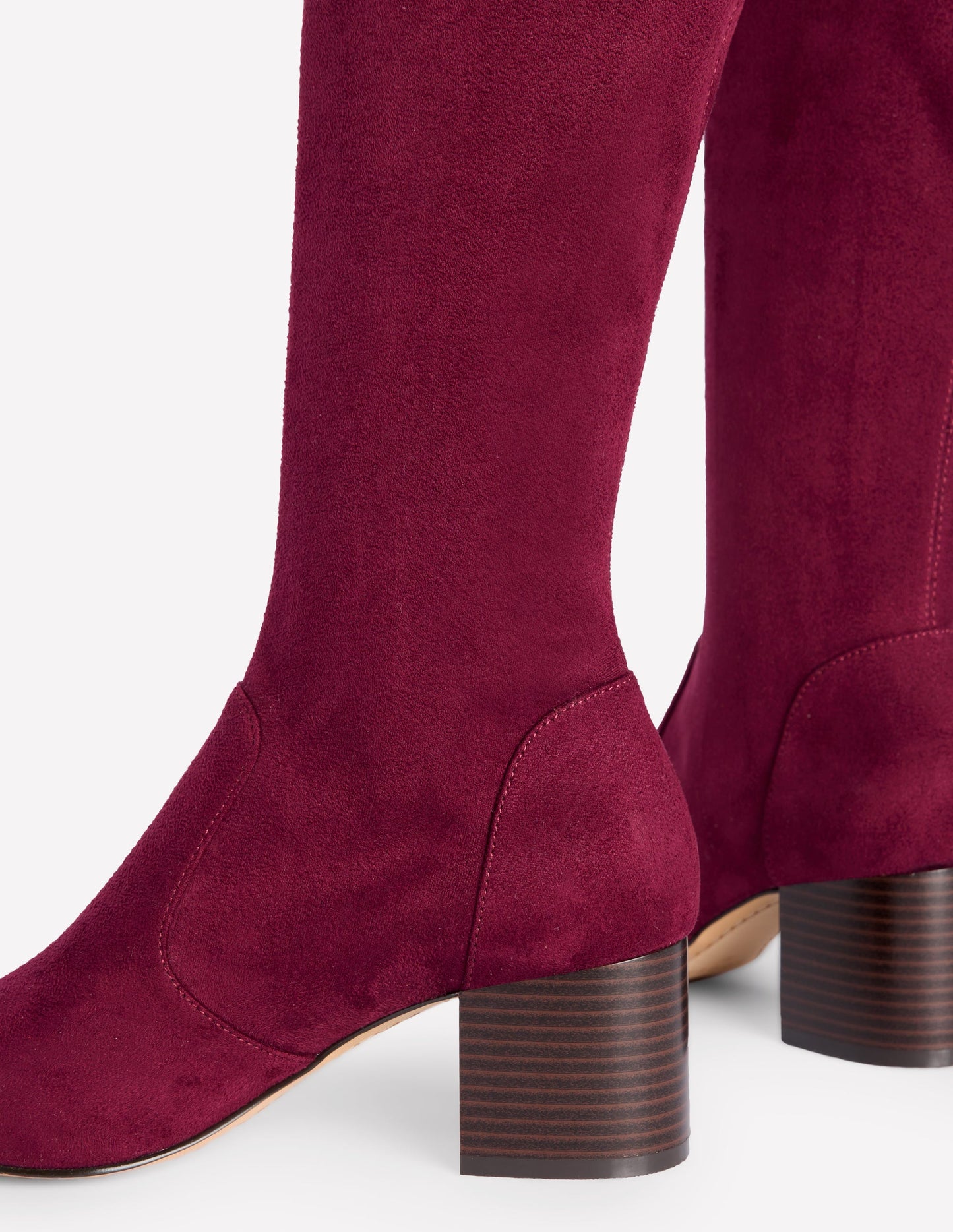 Heeled Stretch Knee Boots-Oxblood