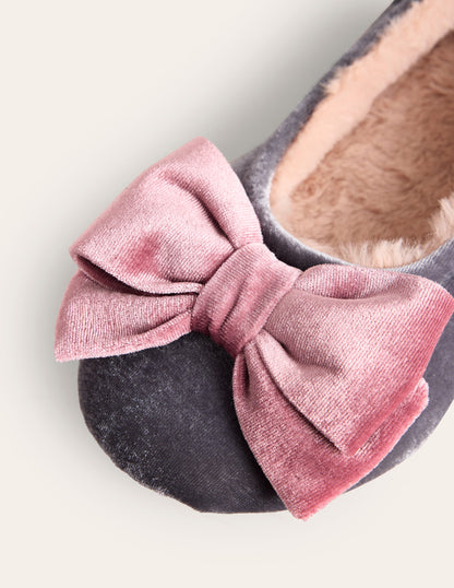 Bow Slippers-Grey