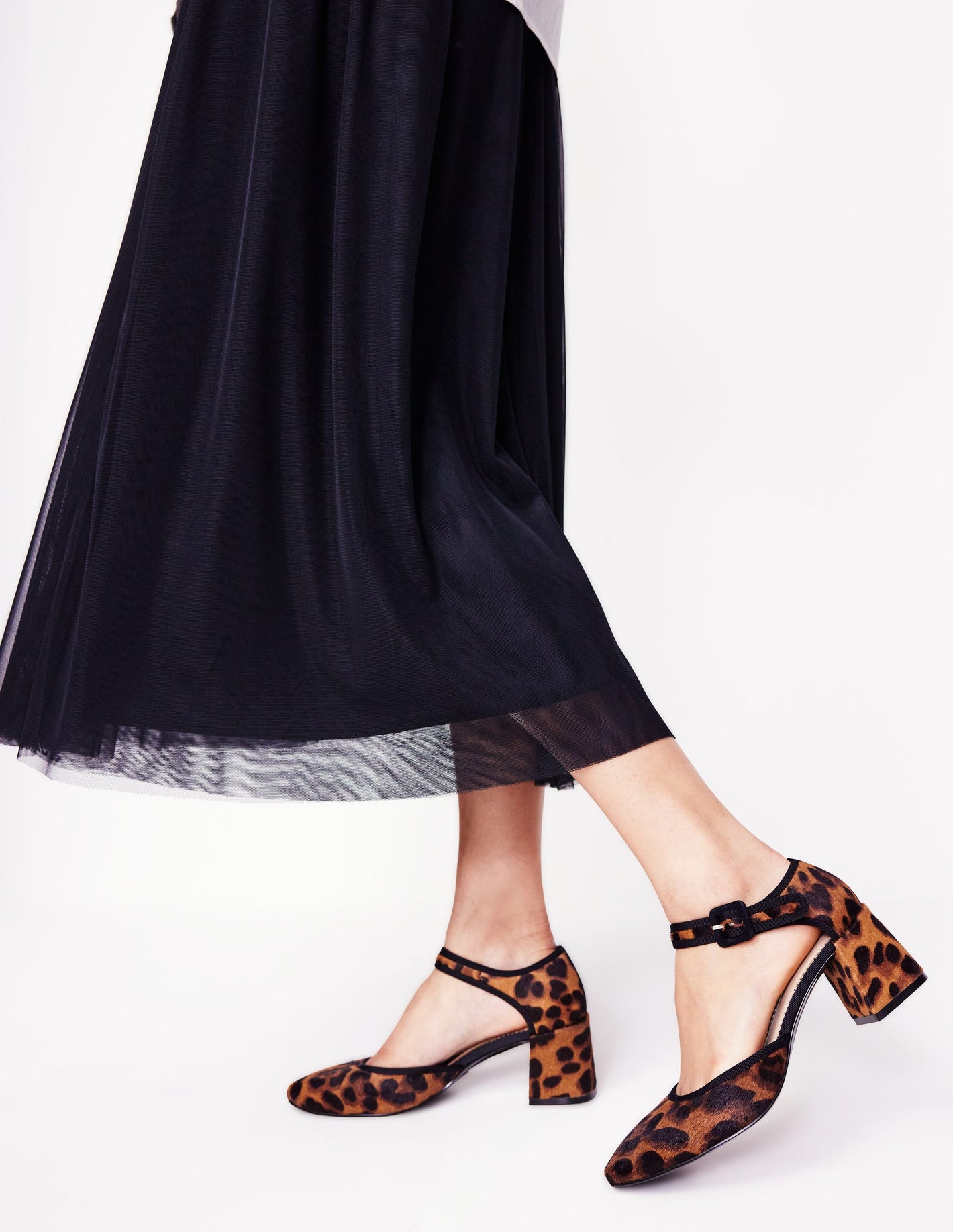 Two Part Block Heel Pumps-Dark Classic Leopard