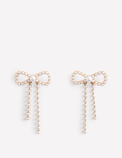 Bow Earrings-Ivory