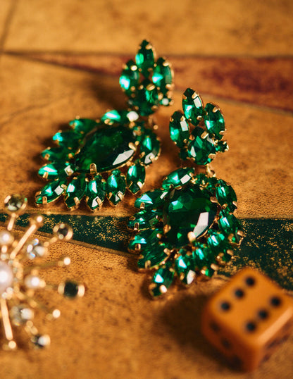 Cluster Jewel Earrings-Green