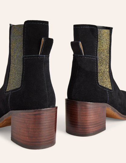 Chelsea Block Heel Boots-Black